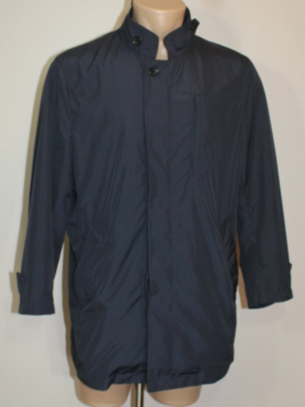 Sanyo Raincoat classic Dark Blue polyester  zipped buttons size Large